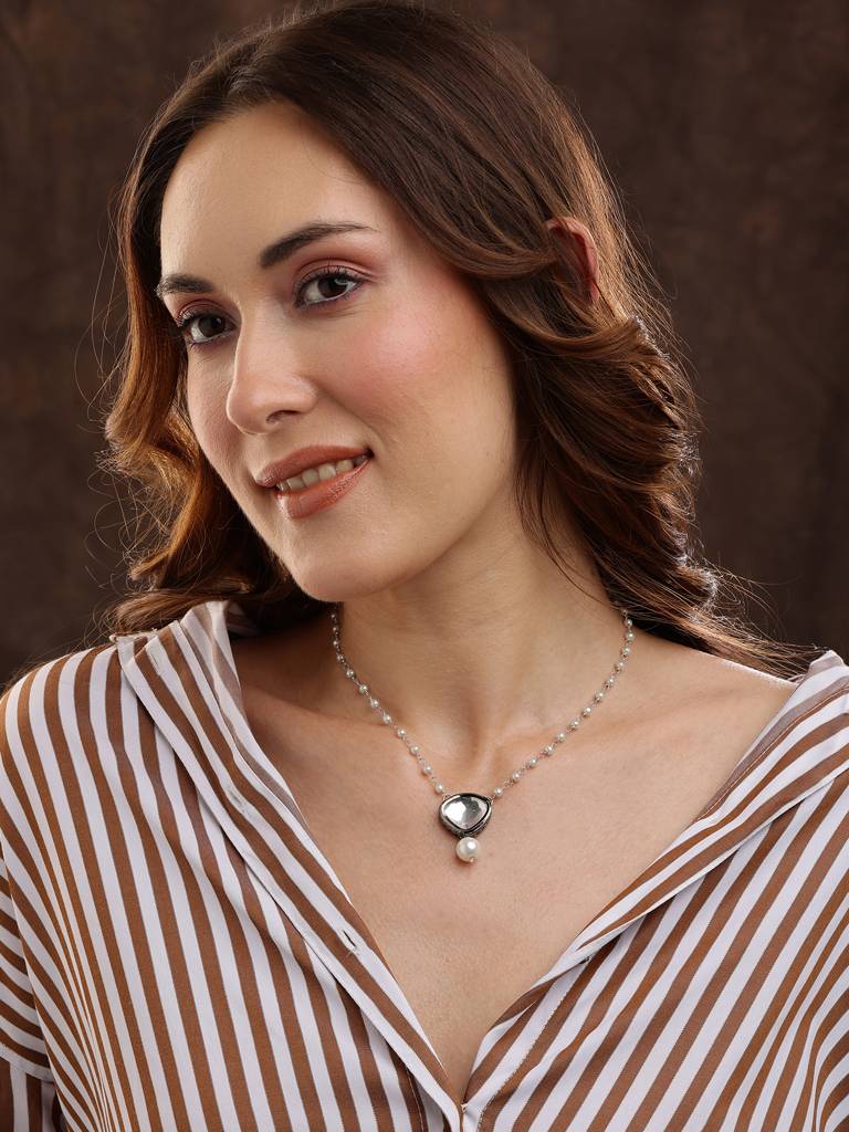 Beaded Kundan Necklace By Ruby Raang-Rrmaymp25-53 : RRMAYMP25-53