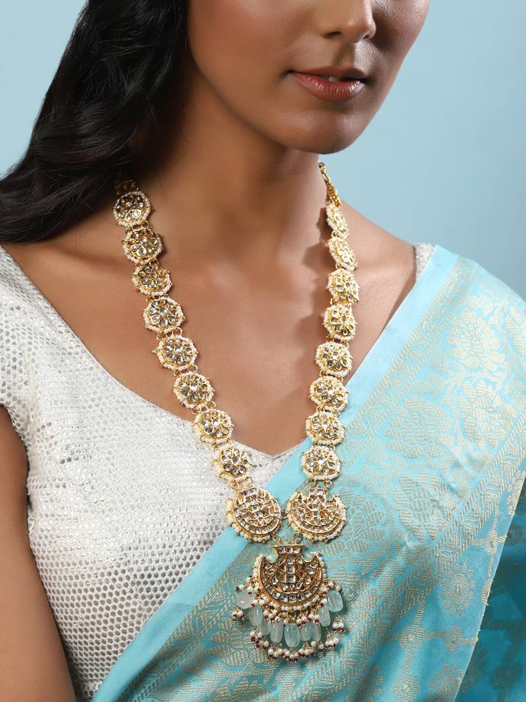 Pastel And Gold Toned Kundan Neckpiece : RRMJ22-100