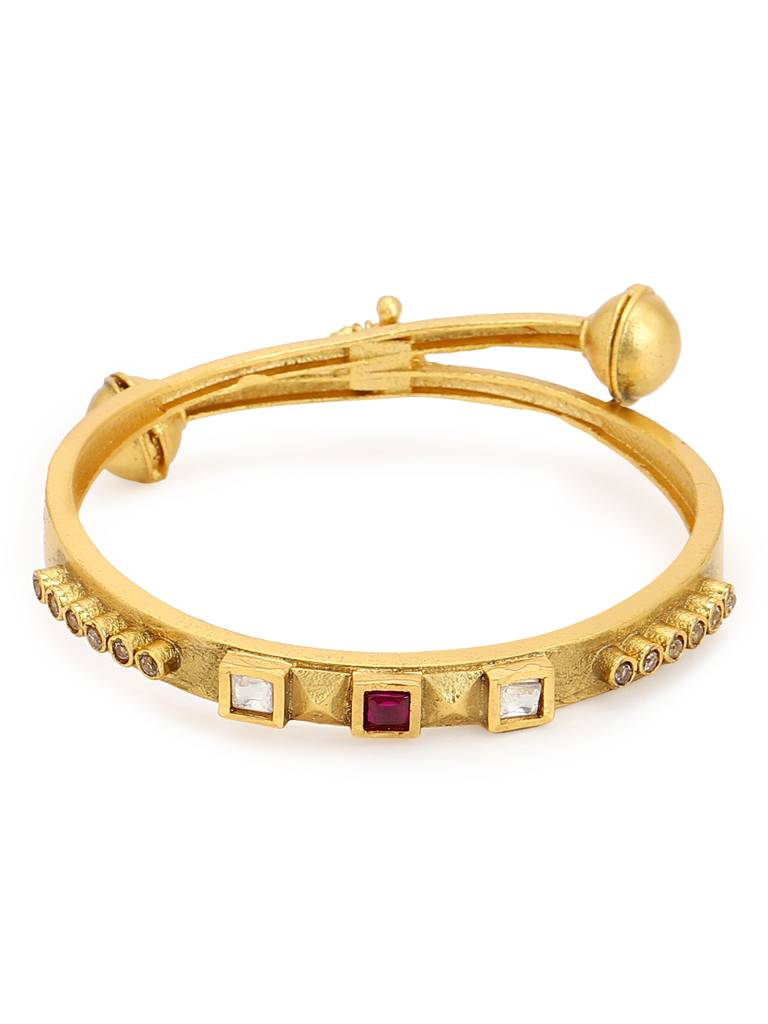 Red Stone Studded & Beaded Bangle : RRMJ22-22