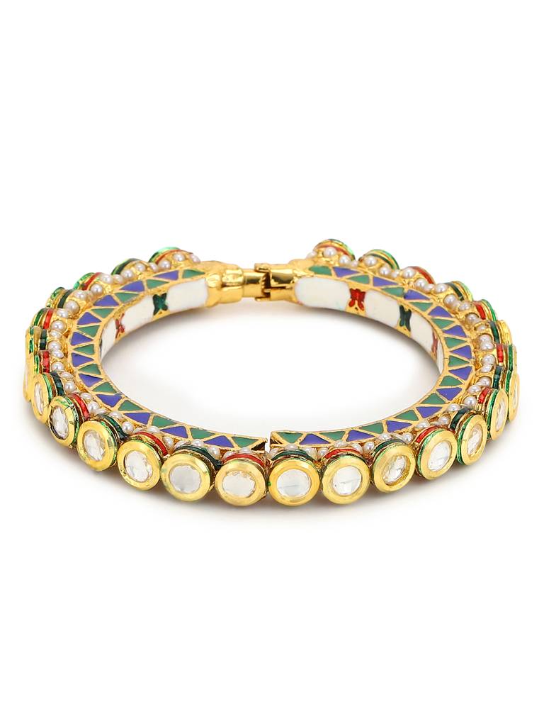 Gold-Plated Stone Studded Meenakari Bangle : RRMJ22-23