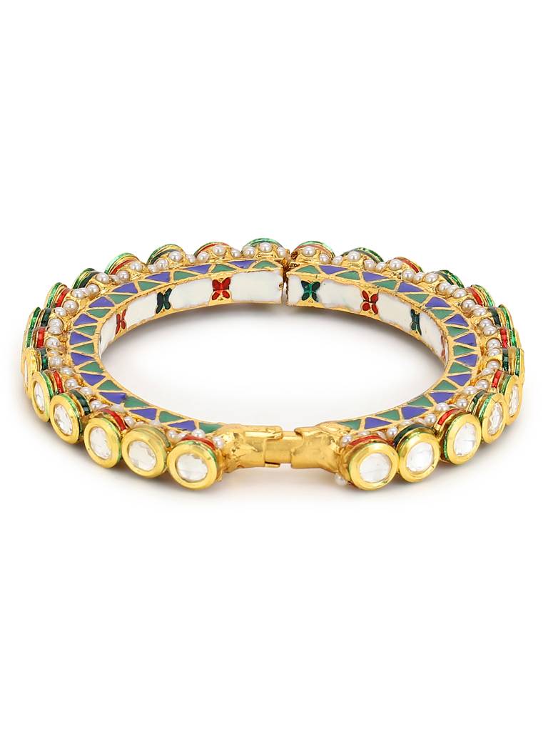 Gold-Plated Stone Studded Meenakari Bangle : RRMJ22-23