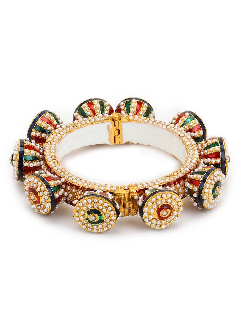 White & Green Stone Studded Meenakari Bangle : RRMJ22-24