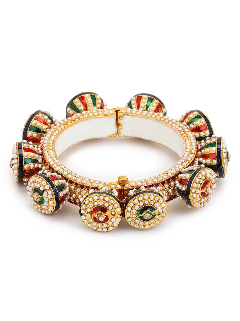 White & Green Stone Studded Meenakari Bangle : RRMJ22-24