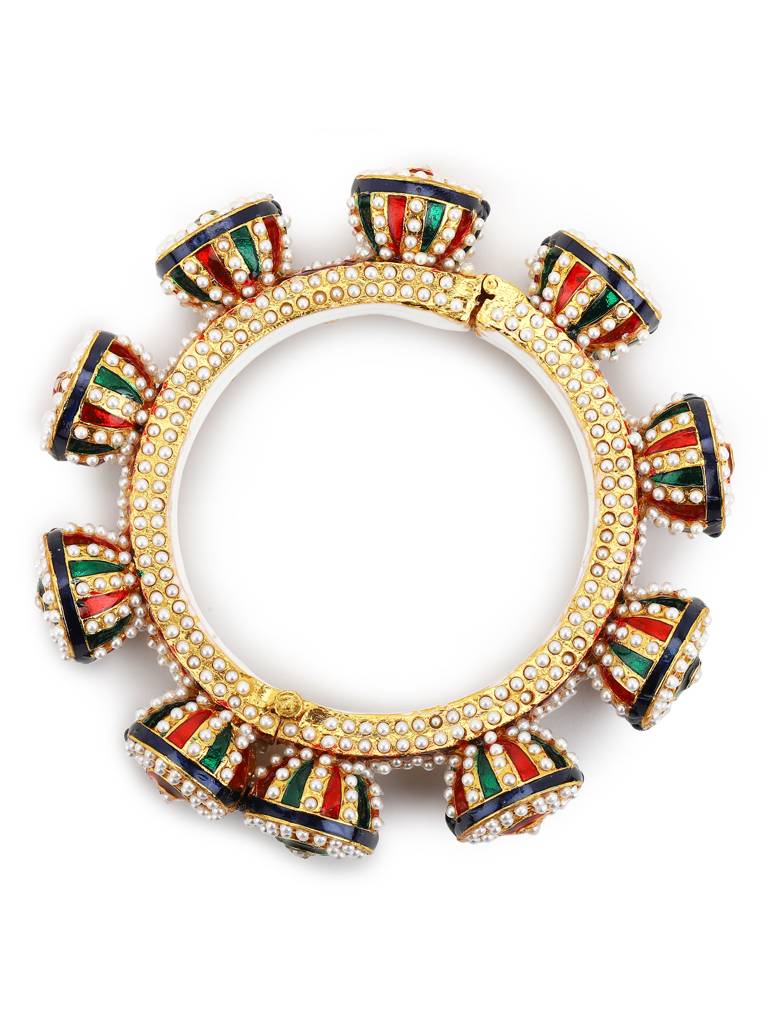 White & Green Stone Studded Meenakari Bangle : RRMJ22-24