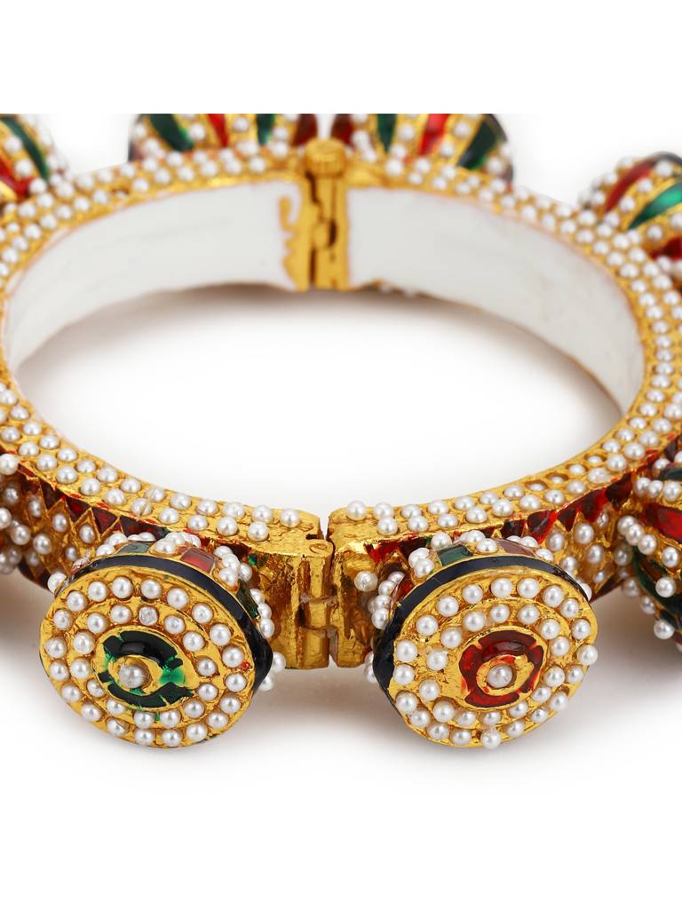 White & Green Stone Studded Meenakari Bangle : RRMJ22-24