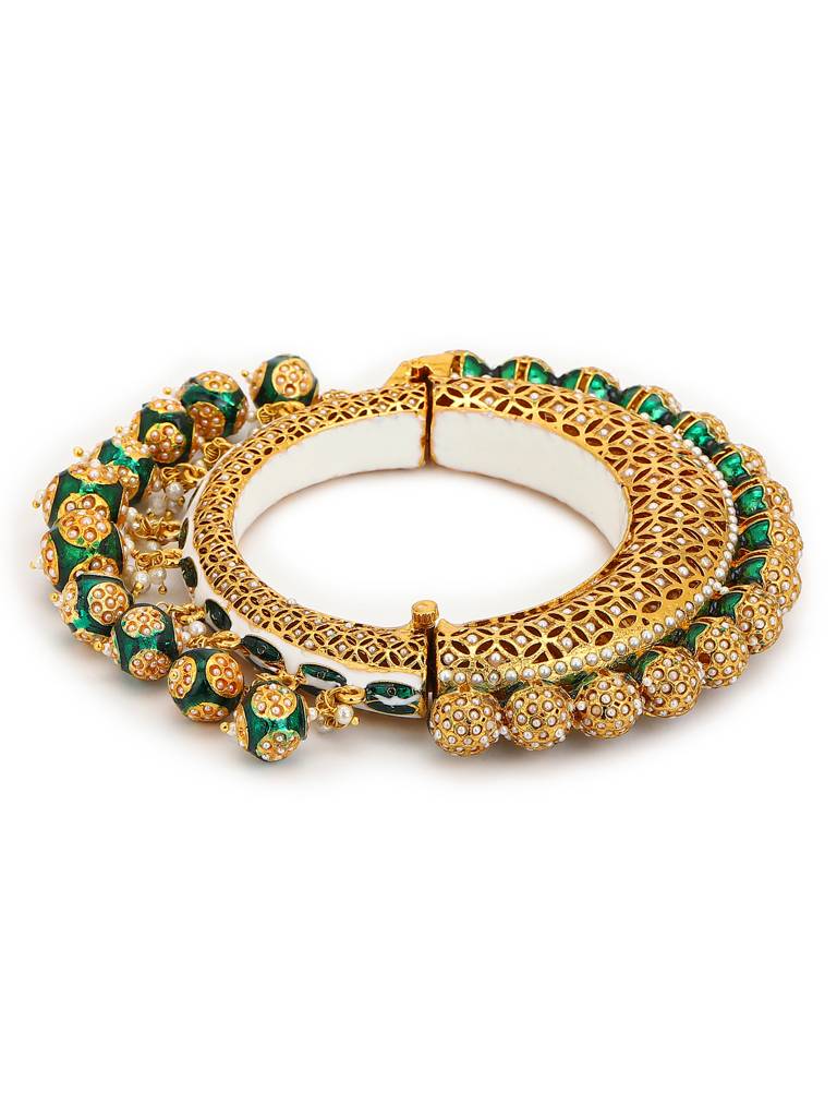 Gold-Plated Green Meenakari Bangle : RRMJ22-27