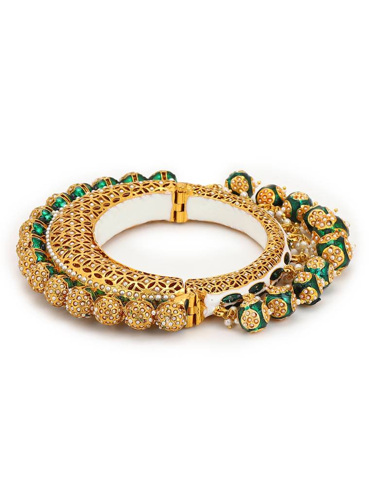 Gold-Plated Green Meenakari Bangle : RRMJ22-27