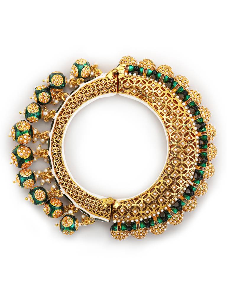 Gold-Plated Green Meenakari Bangle : RRMJ22-27