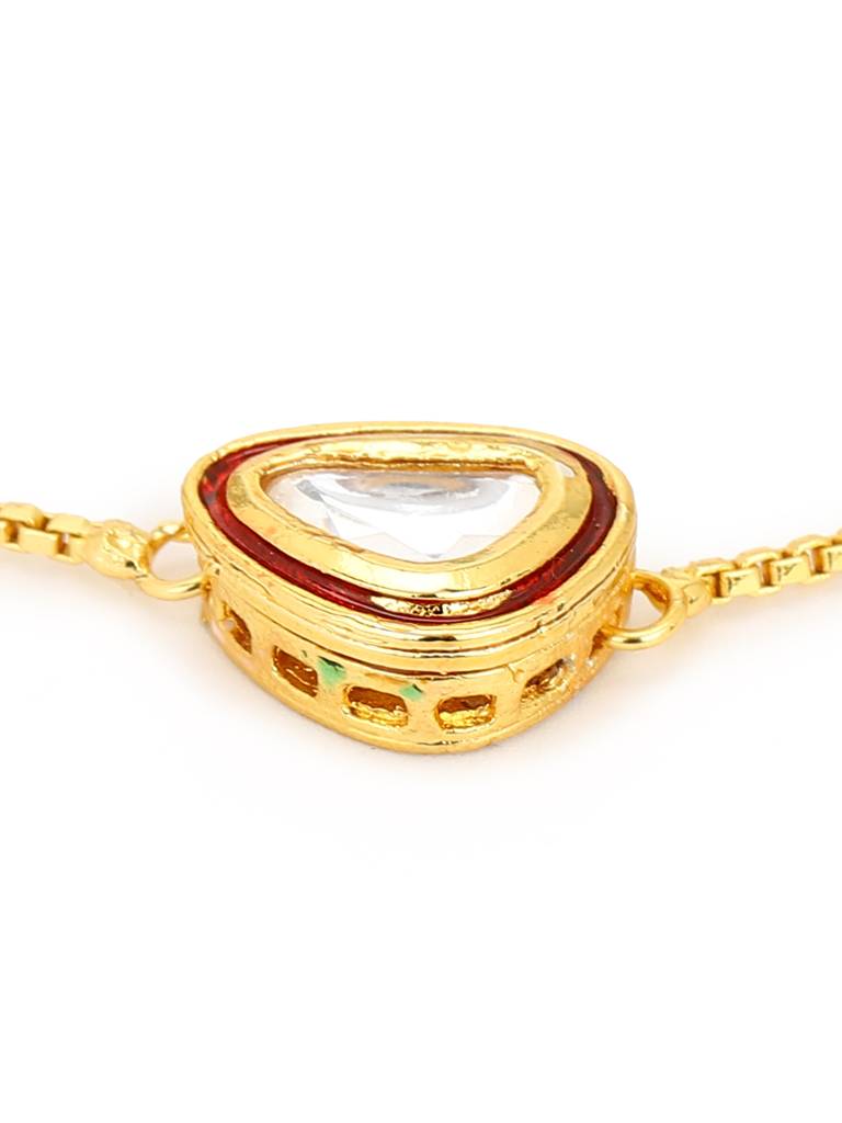 Gold-Plated & Green Brass Kundan Charm Bracelet : RRMJ22-28