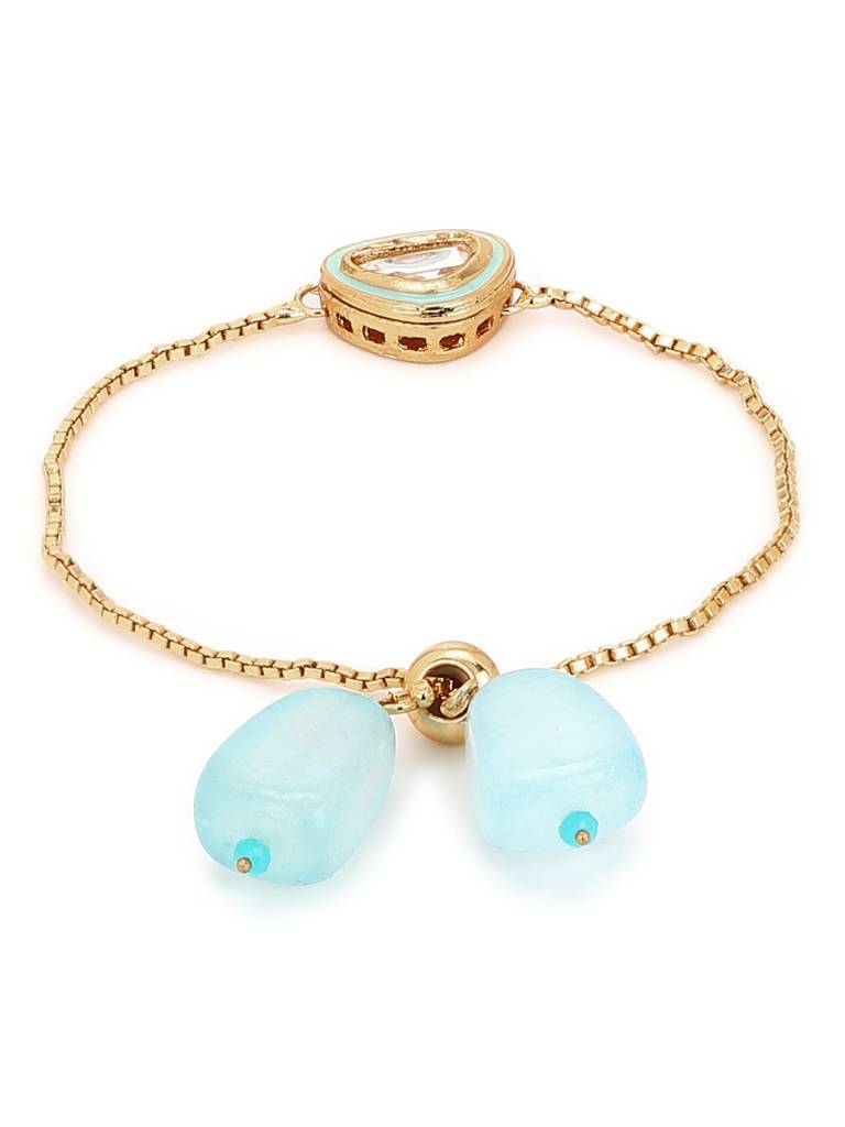 Blue & Gold-Toned Brass Handcrafted Gold-Plated Charm Bracelet : RRMJ22-29