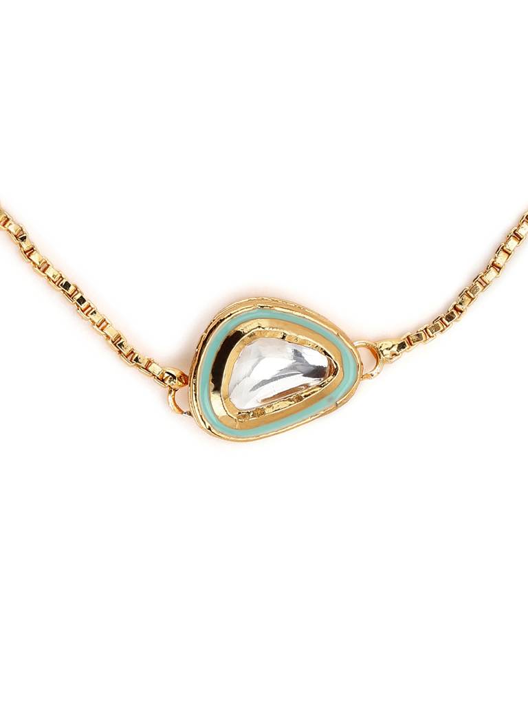 Blue & Gold-Toned Brass Handcrafted Gold-Plated Charm Bracelet : RRMJ22-29