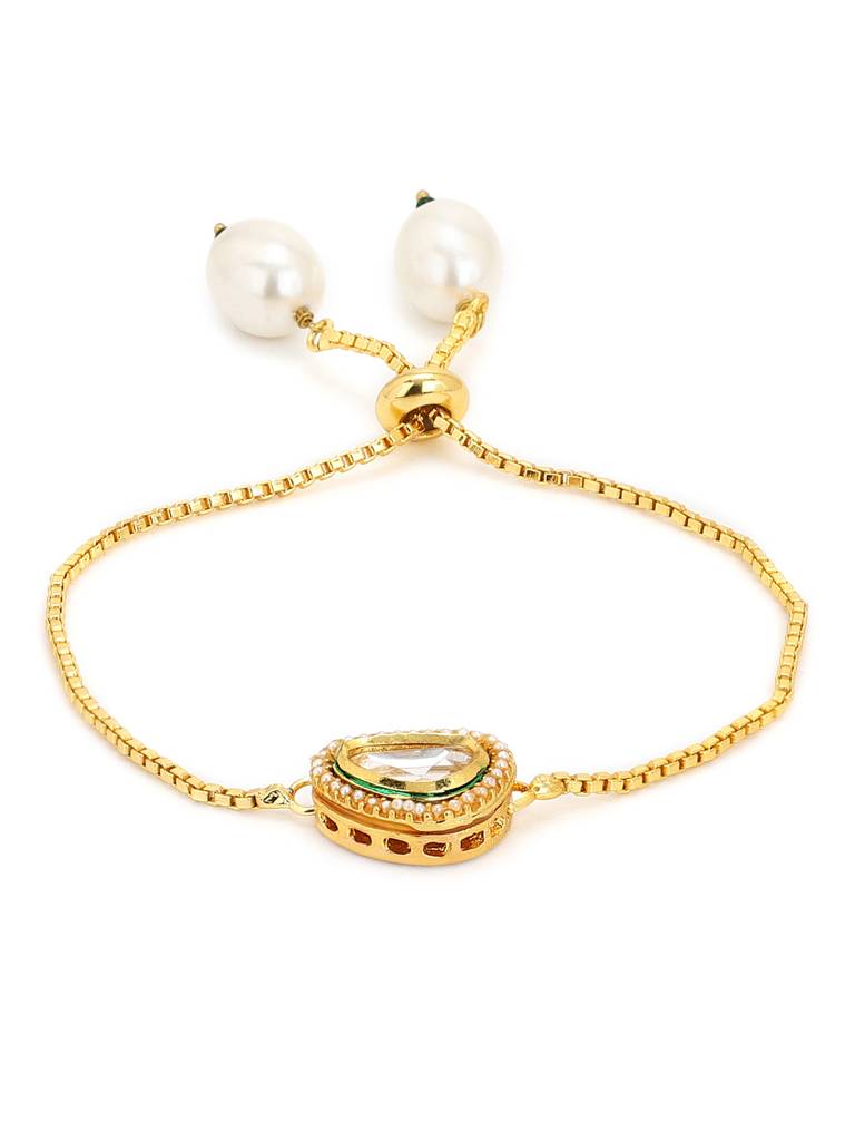 Gold Kundan Studded Brass Charm Bracelet : RRMJ22-32