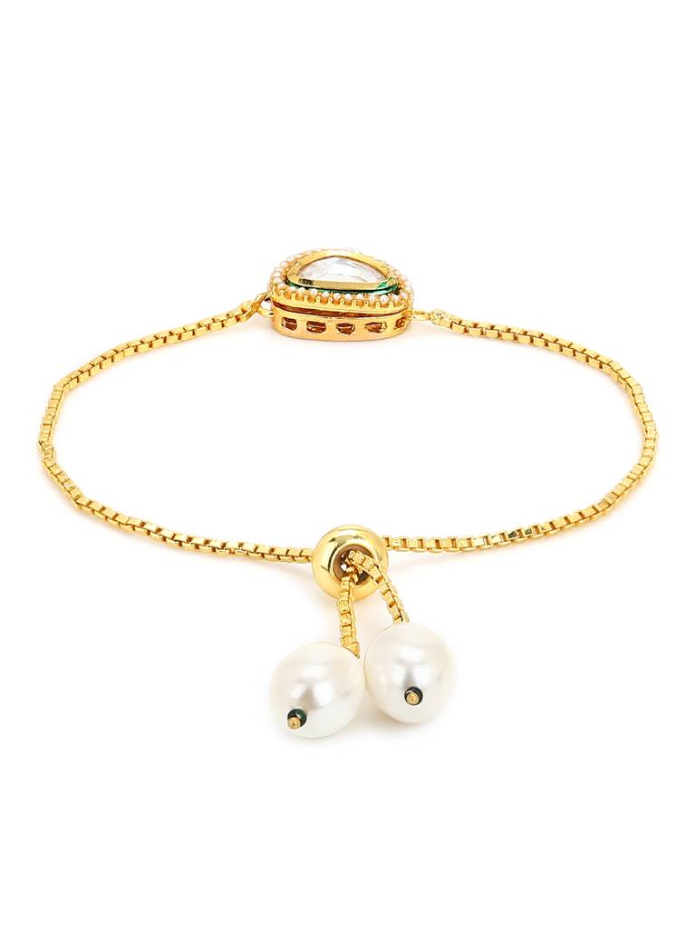 Gold Kundan Studded Brass Charm Bracelet : RRMJ22-32