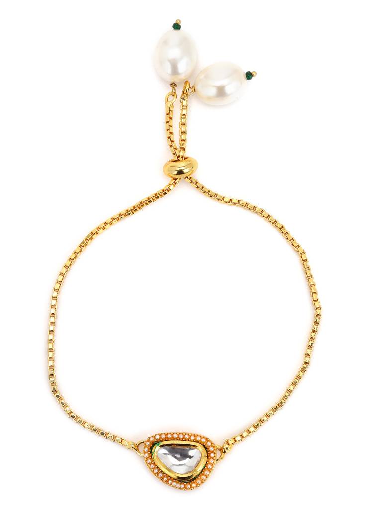 Gold Kundan Studded Brass Charm Bracelet : RRMJ22-32