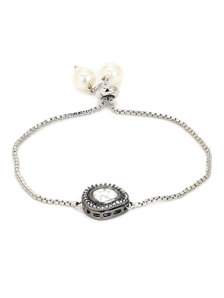 Silver Kundan Studded Brass Charm Bracelet : RRMJ22-34