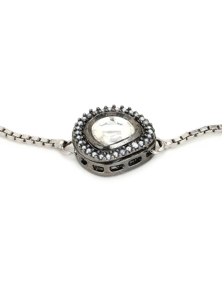 Silver Kundan Studded Brass Charm Bracelet : RRMJ22-34