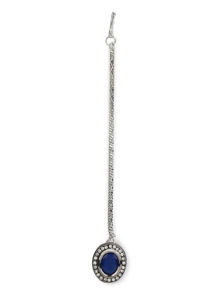 Blue Kundan Studded Maang Tikka : RRMJ22-37