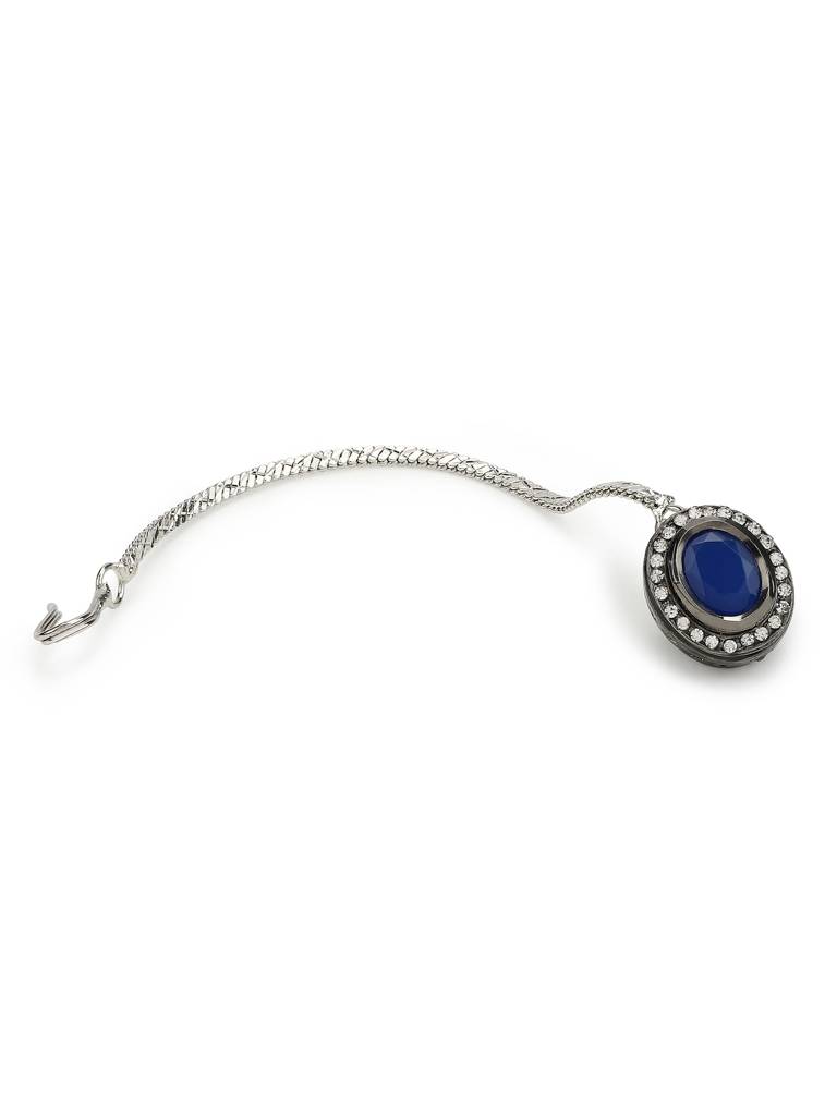 Blue Kundan Studded Maang Tikka : RRMJ22-37