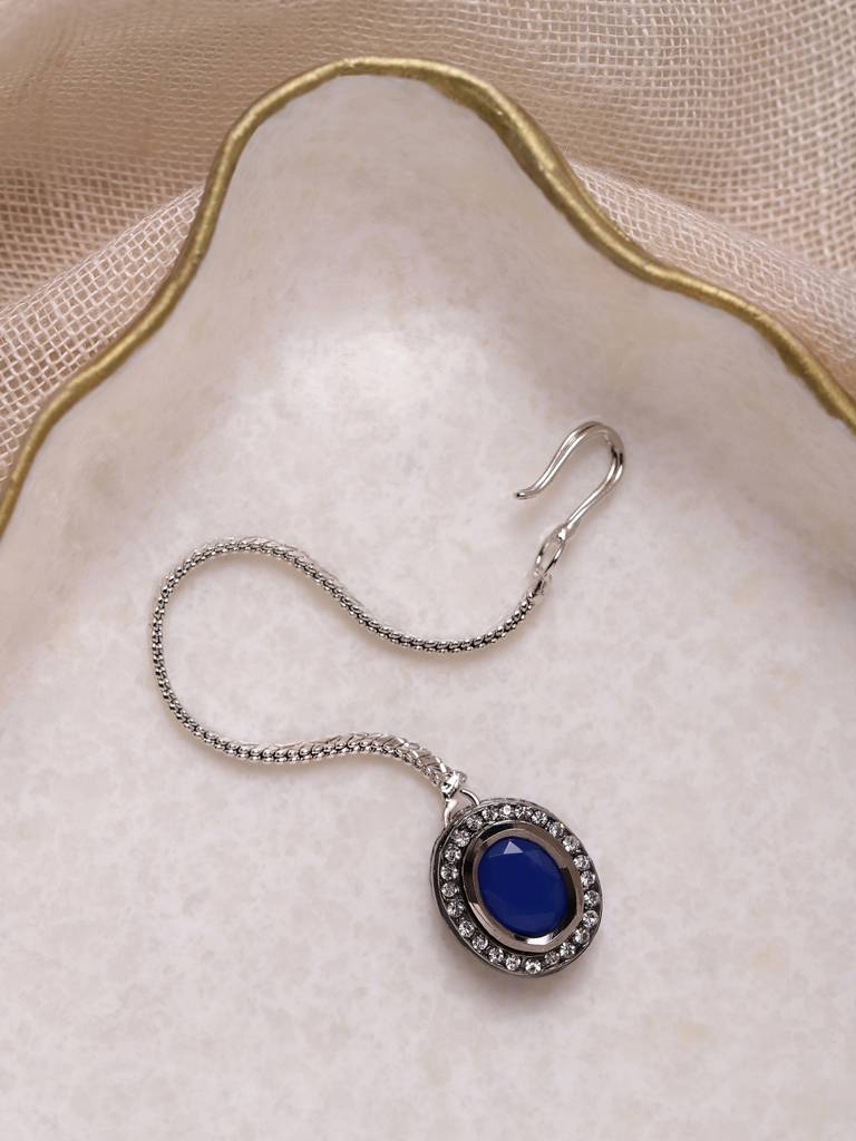 Blue Kundan Studded Maang Tikka : RRMJ22-37