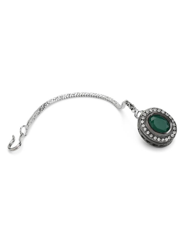 Green Kundan Studded Maang Tikka : RRMJ22-38