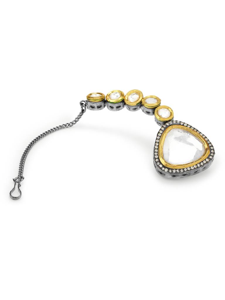 Silver-Plated Kundan Maang Tikka : RRMJ22-44