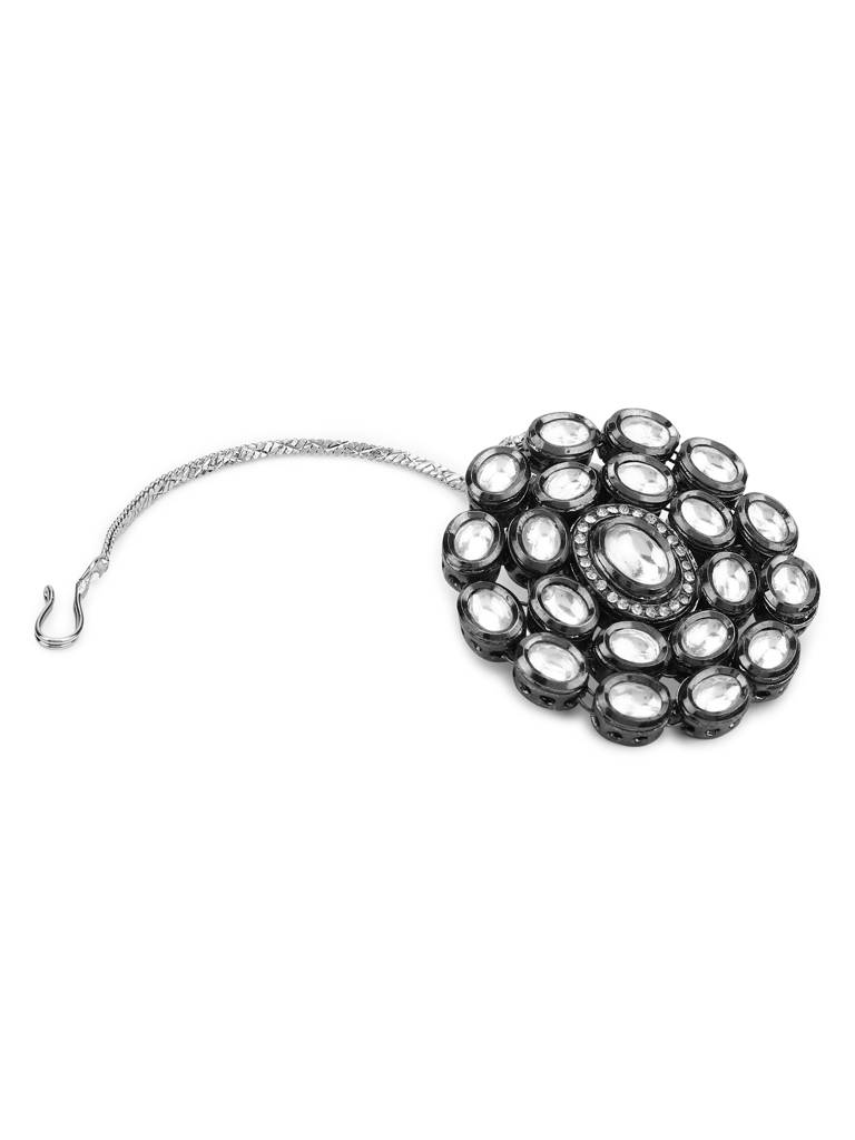 Black Rhodium Plated Kundan Mangtikka : RRMJ22-46