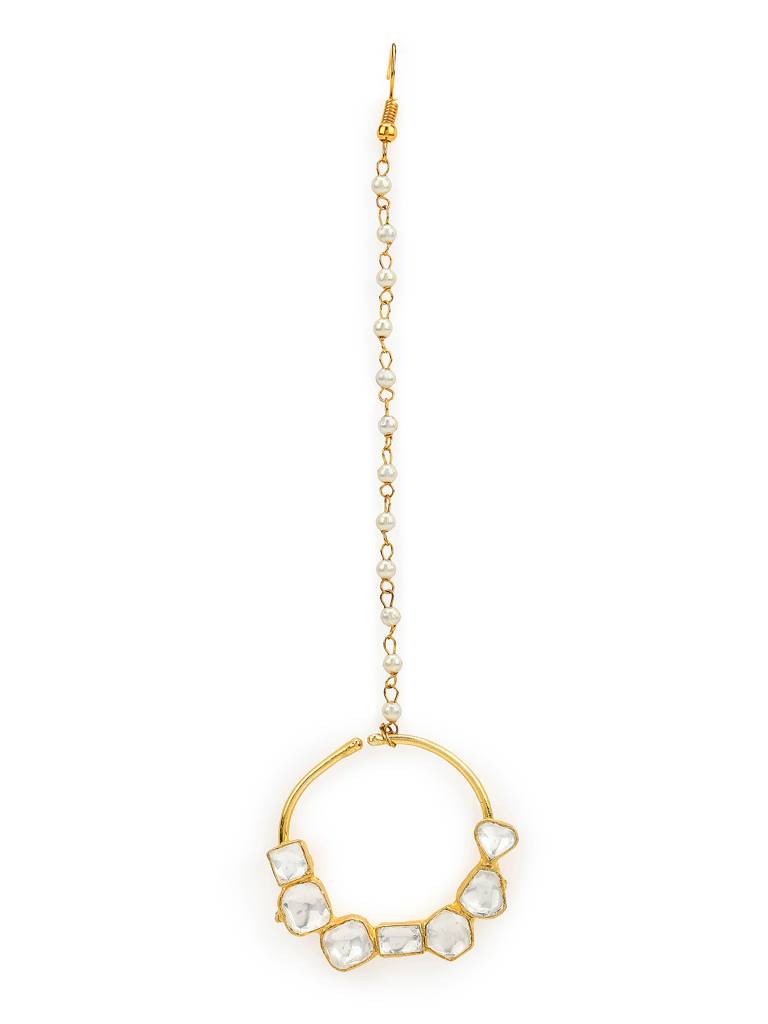 Gold Plating Kundan Nose Ring : RRMJ22-47