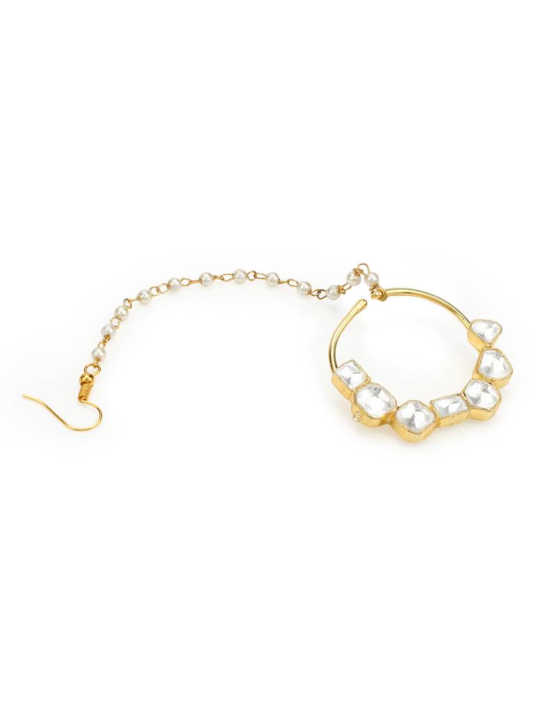 Gold Plating Kundan Nose Ring : RRMJ22-47