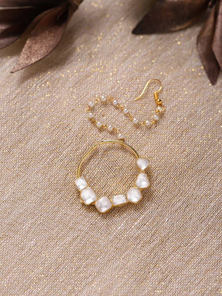 Gold Plating Kundan Nose Ring : RRMJ22-47