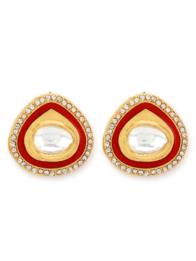 Red Circular Hoop Kundan Studs : RRMJ22-60