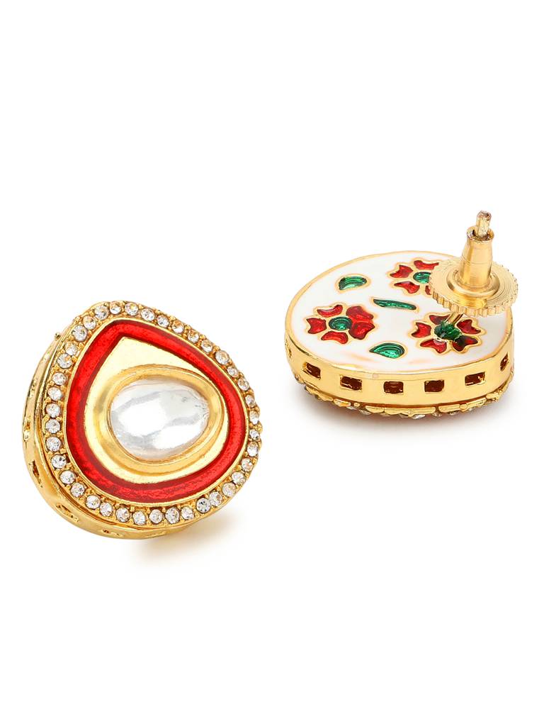 Red Circular Hoop Kundan Studs : RRMJ22-60