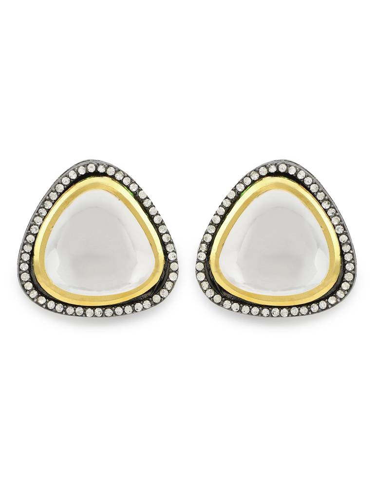 Triangular Rhodium Kundan Studs : RRMJ22-61