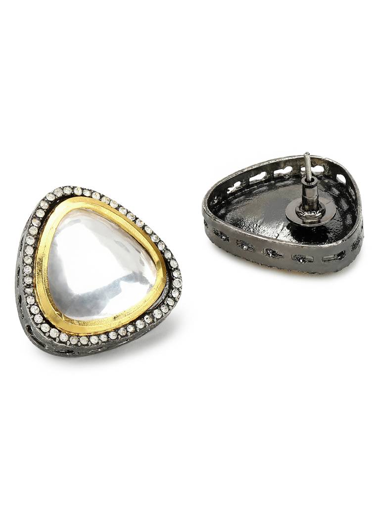 Triangular Rhodium Kundan Studs : RRMJ22-61