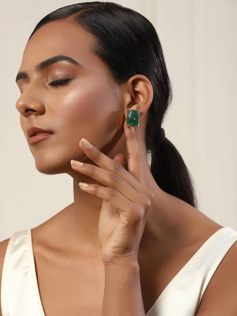 Green Square Kundan Studs : RRMJ22-62