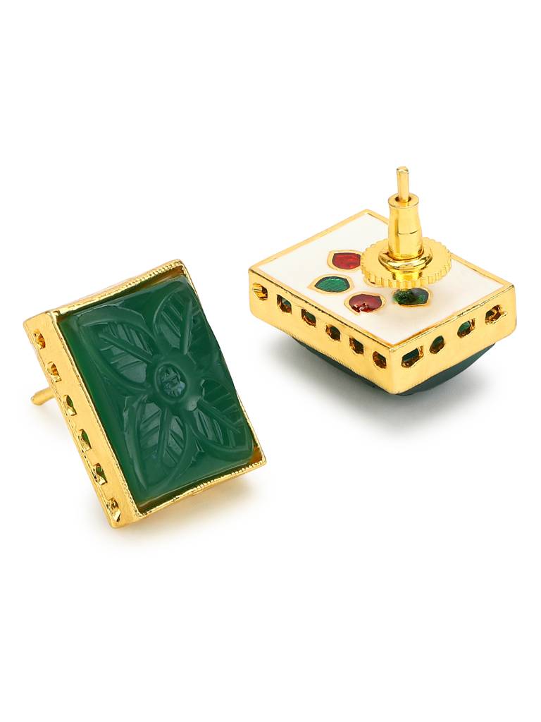 Green Square Kundan Studs : RRMJ22-62