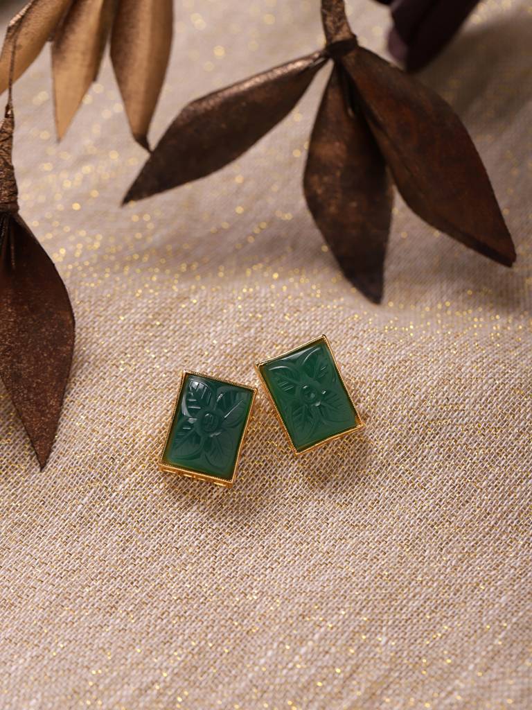 Green Square Kundan Studs : RRMJ22-62