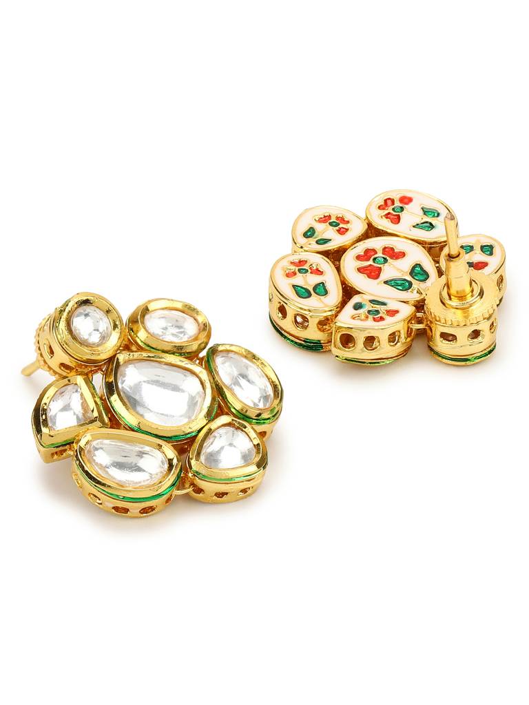 Gold Toned Kundan Studs : RRMJ22-65