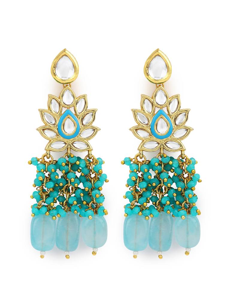 Turquoise Blue Kundan Earrings : RRMJ22-71