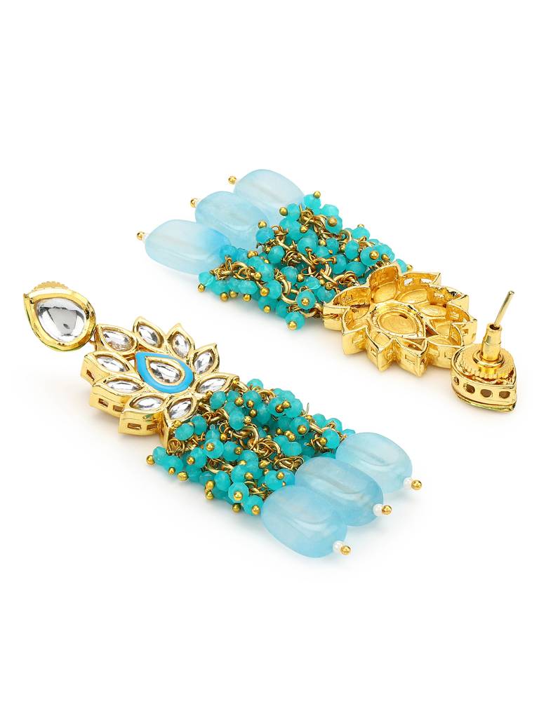 Turquoise Blue Kundan Earrings : RRMJ22-71