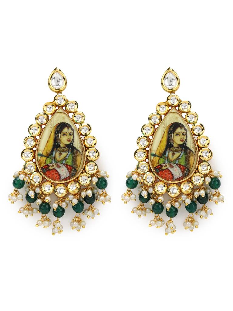 Handpainted Chandbali Kundan Earrings : RRMJ22-72