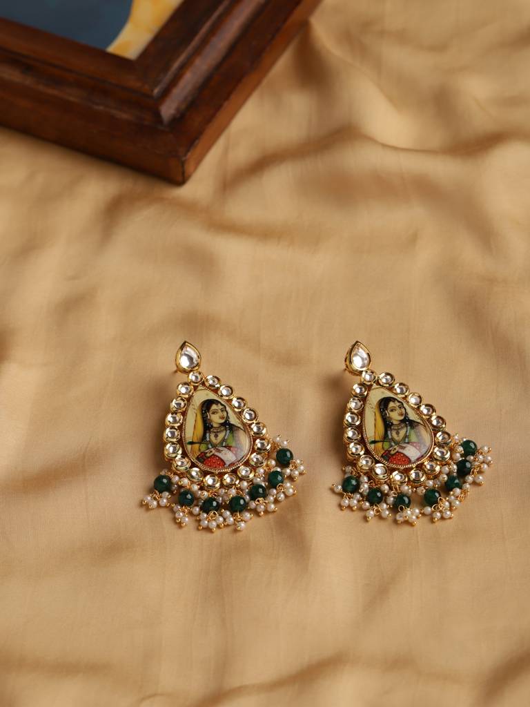 Handpainted Chandbali Kundan Earrings : RRMJ22-72