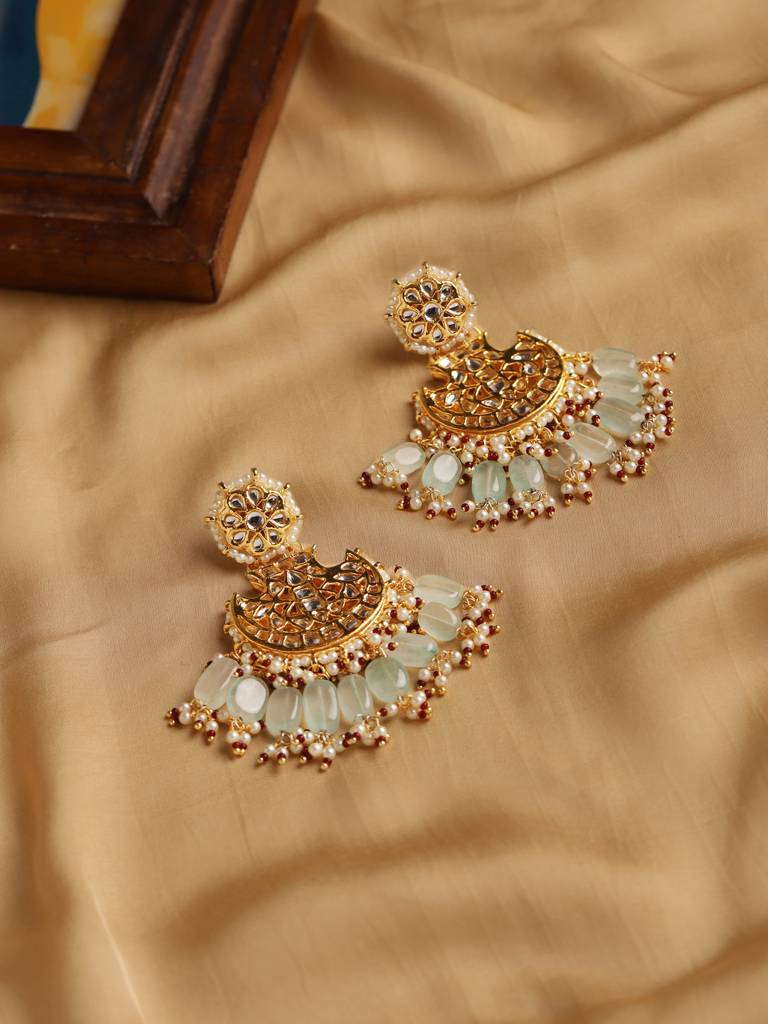 Classic Mint Gold Kundan Earrings : RRMJ22-73