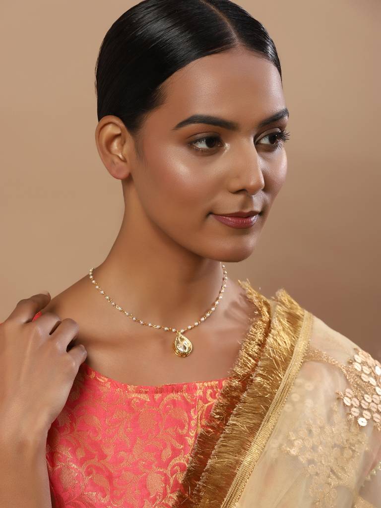 Teardrop Gold Kundan Neckpiece : RRMJ22-74