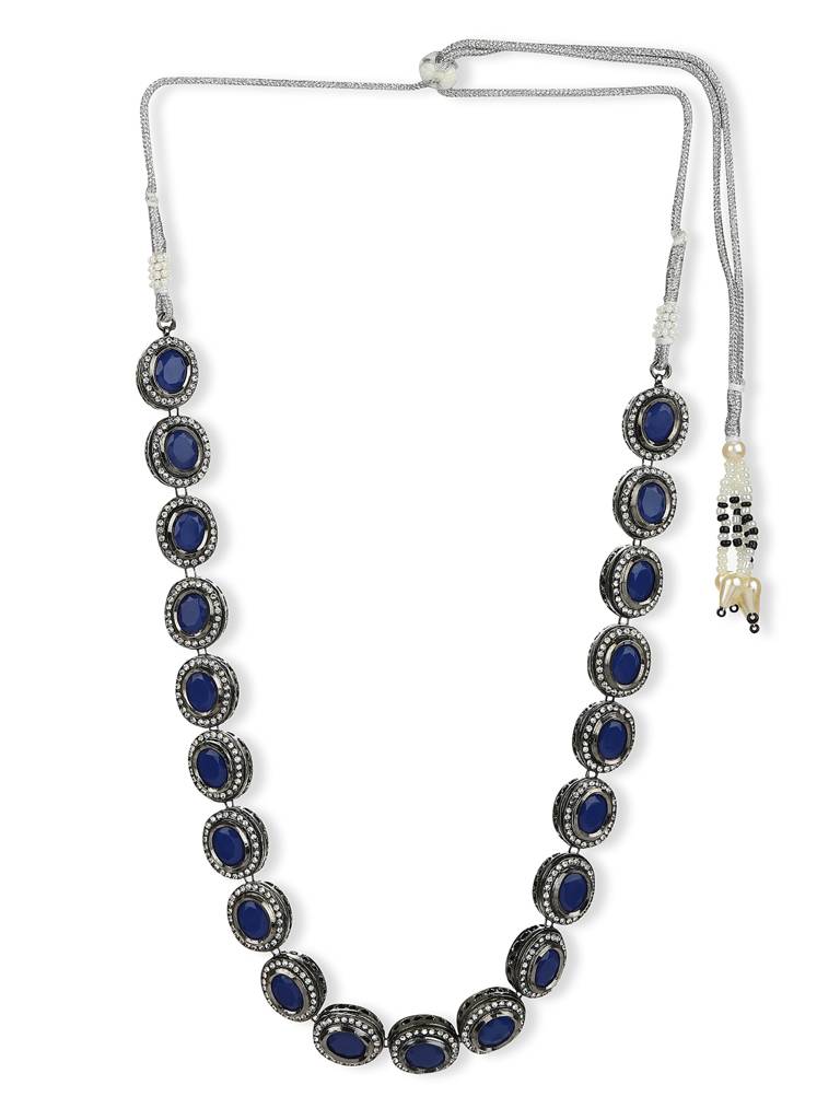 Oxidised Blue Kundan Neckpiece : RRMJ22-78