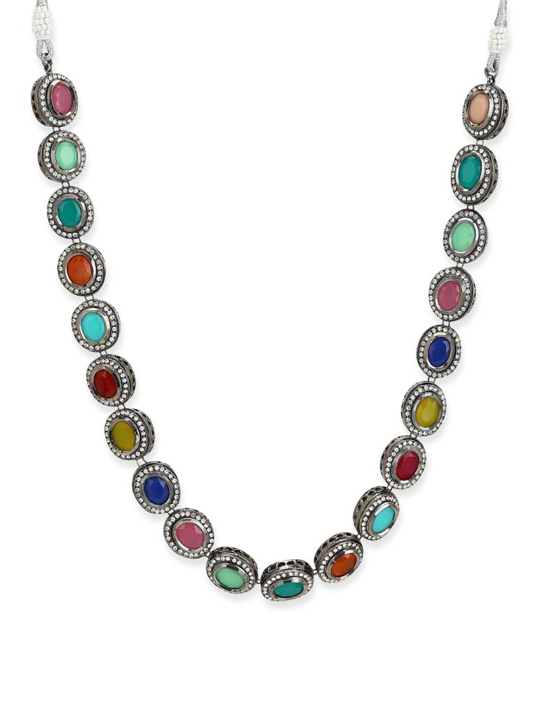 Multicolored Brass Kundan Neckpiece : RRMJ22-79