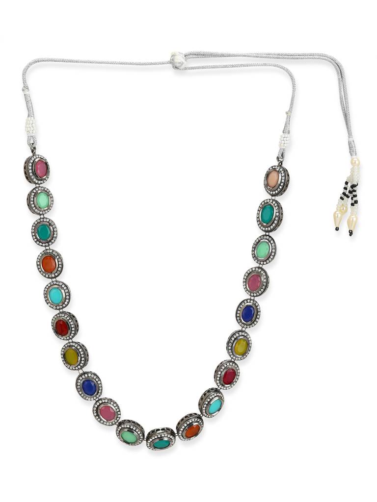 Multicolored Brass Kundan Neckpiece : RRMJ22-79