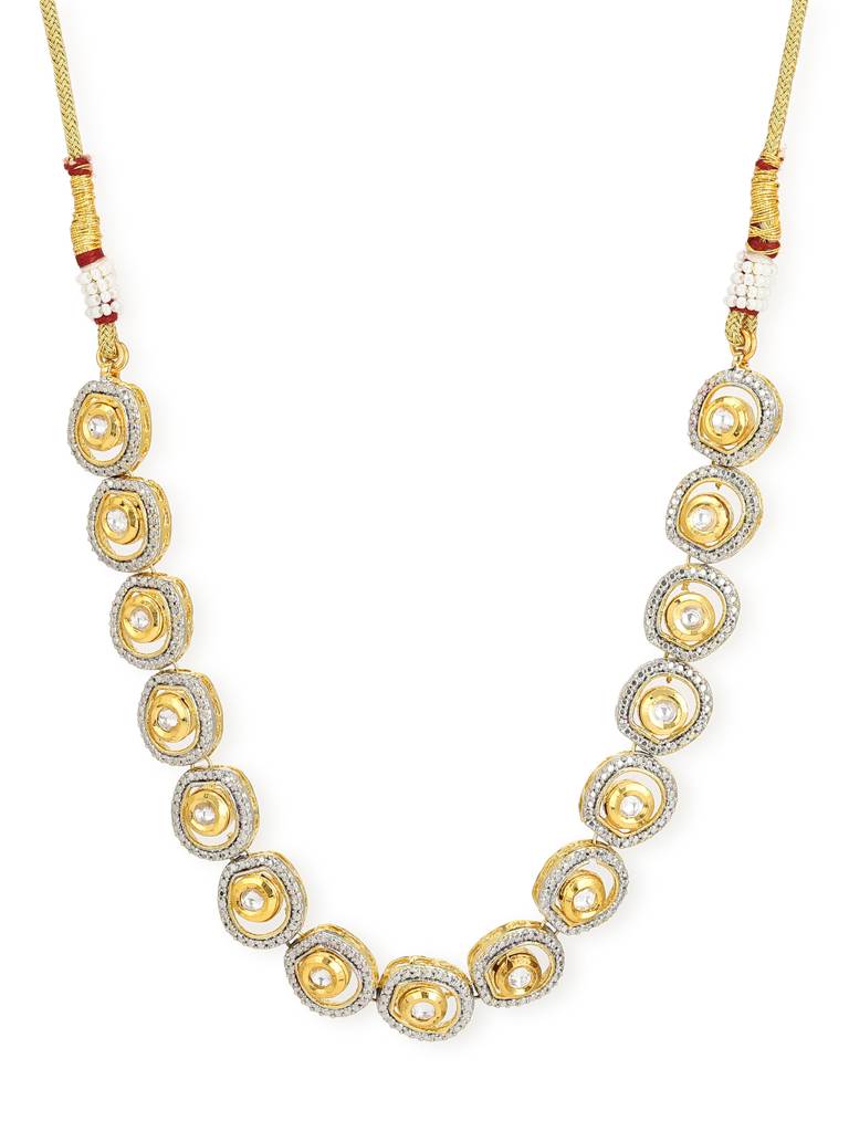 White Gold Circular Kundan Neckpiece : RRMJ22-86