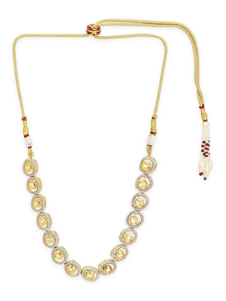White Gold Circular Kundan Neckpiece : RRMJ22-86