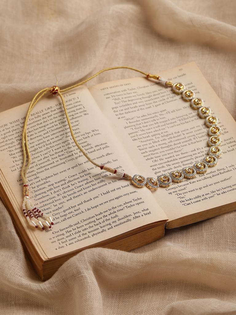 White Gold Circular Kundan Neckpiece : RRMJ22-86