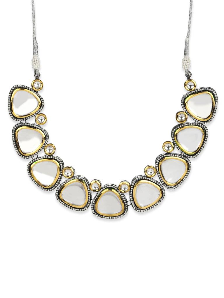 Gold And Silver Kundan Neckpiece : RRMJ22-88